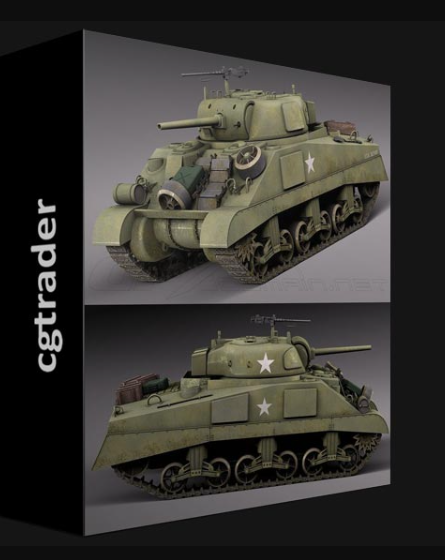 CGTRADER – M4A2 SHERMAN TANK WITH EQUIPMENT 3D MODEL